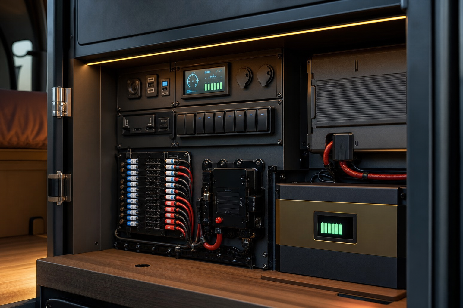 Elektrik und Schaltpanel im Camper